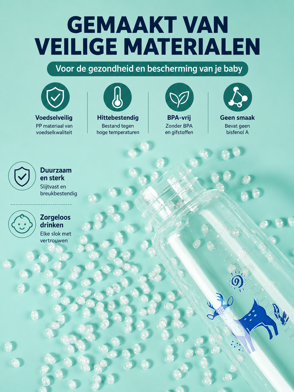 FlesMaatje Comfort - Anti-koliek babyfles met drinkslang