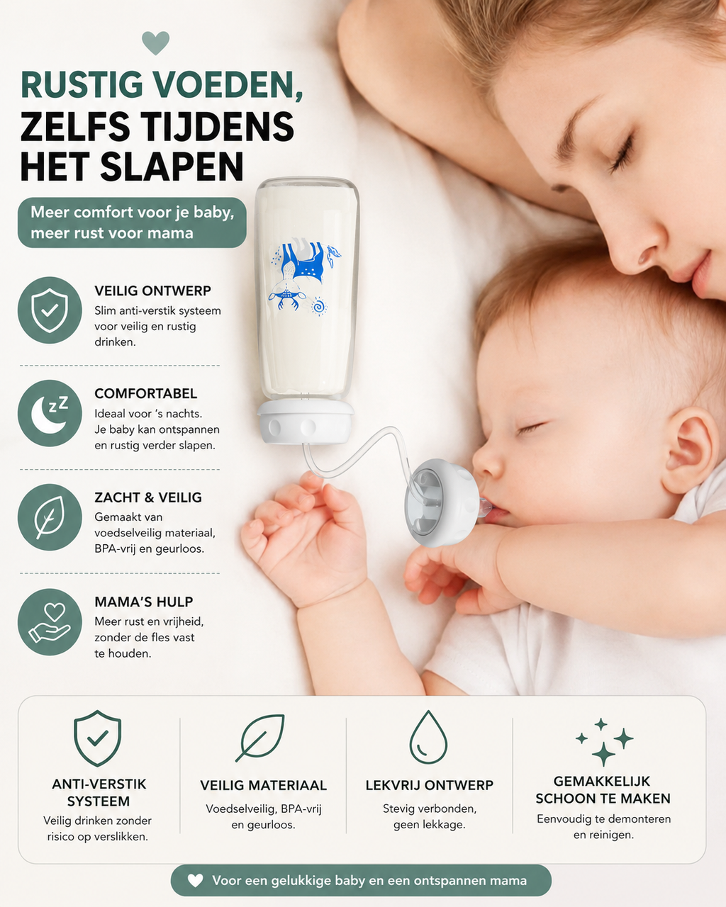 FlesMaatje Comfort - Anti-koliek babyfles met drinkslang