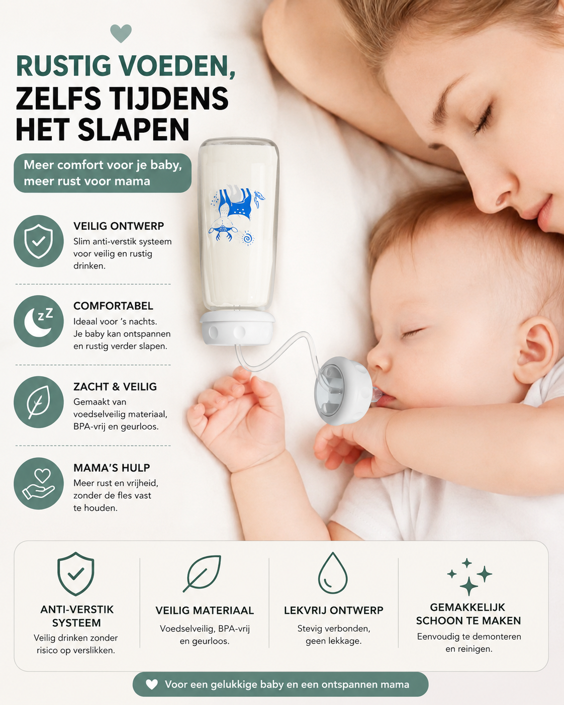 FlesMaatje Comfort - Anti-koliek babyfles met drinkslang